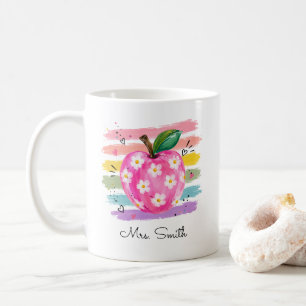 Personalised Watercolor Daisy Apple Coffee Mug