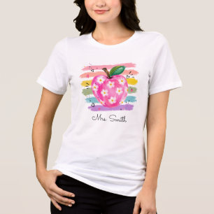 Personalised Watercolor Daisy Apple Tri-Blend Shirt