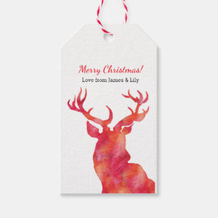 Personalised Watercolor Deer Christmas gift tags