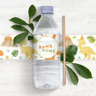Personalised Watercolor Dinosaur Bottle Label