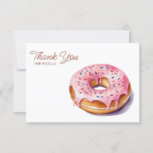 Personalised Watercolor Doughnut Thank You Cards  