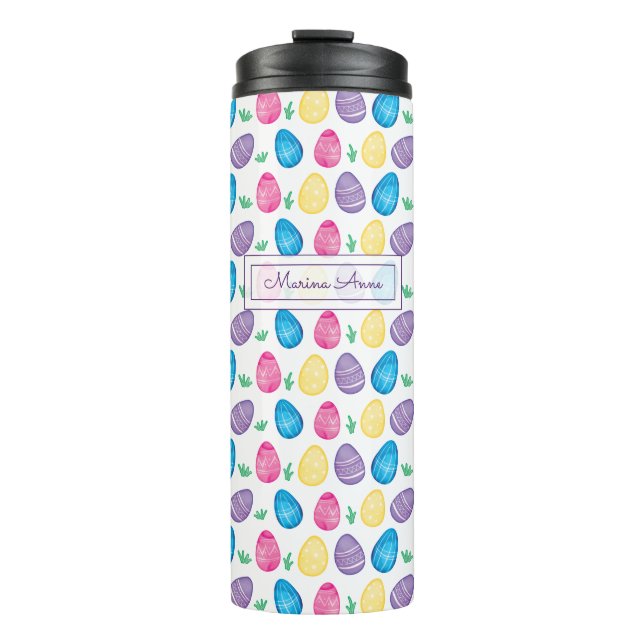 Personalised Watercolor Easter Egg Pattern Thermal Tumbler (Front)