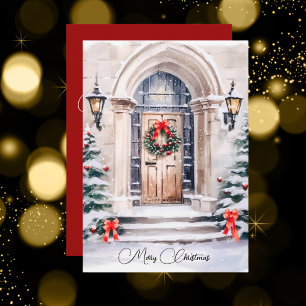 Personalised Watercolor Elegant Entrance Christmas Holiday Card