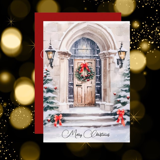 Personalised Watercolor Elegant Entrance Christmas Holiday Card (Creator Uploaded)