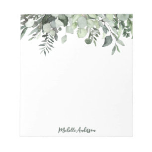 Personalised Watercolor Eucalyptus Greenery Notepad
