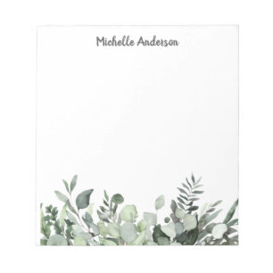 Personalised Watercolor Eucalyptus Greenery  Notepad