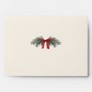 Personalised Watercolor Evergreen Bow Christmas Envelope