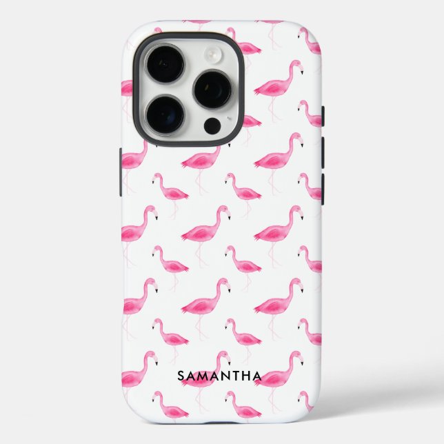 Personalised Watercolor Flamingo Case-Mate iPhone Case (Back)