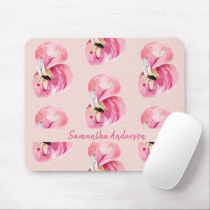 Personalised Watercolor Flamingo  Mouse Pad