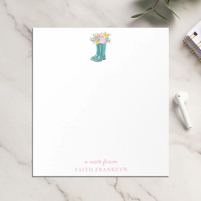 Personalised Watercolor Floral Boot Notepad (Creator Uploaded)