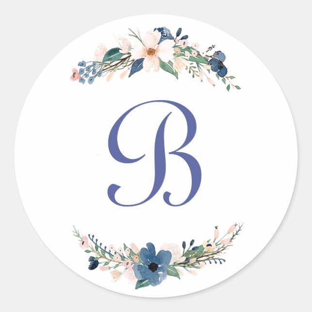 Personalised watercolor floral classic round sticker (Front)