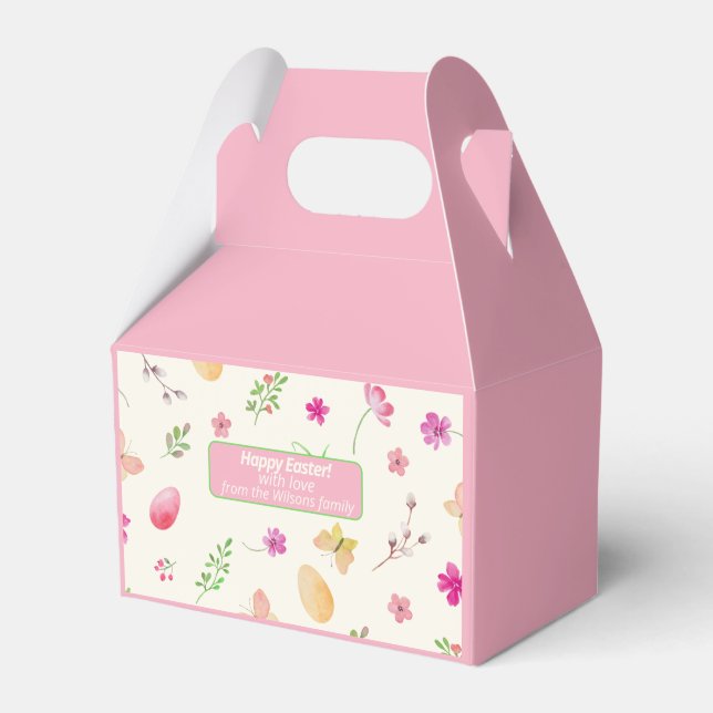 Personalised Watercolor Floral Easter  Favour Box (Front Side)
