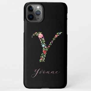 Personalised Watercolor Floral Monogram Letter Y iPhone 11Pro Max Case