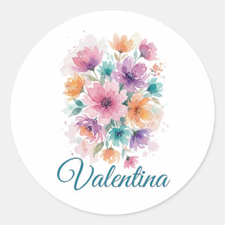 Personalised Watercolor Floral Name Sticker