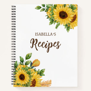 Personalised Watercolor Floral Recipe Notebook