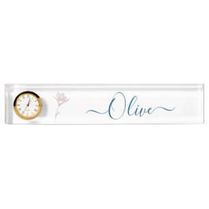 Personalised Watercolor Floral Sketch Acrylic Desk Nameplate