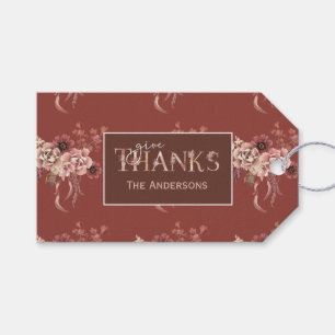 Personalised Watercolor Floral Thanksgiving Gift Tags
