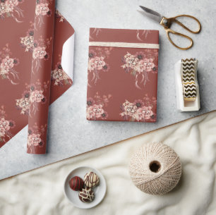 Personalised Watercolor Floral Thanksgiving Wrapping Paper