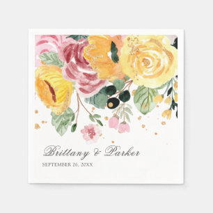 Personalised Watercolor Floral Wedding Napkin