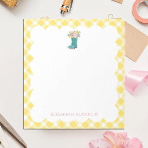 Personalised Watercolor Floral Wellie Boots Notepad