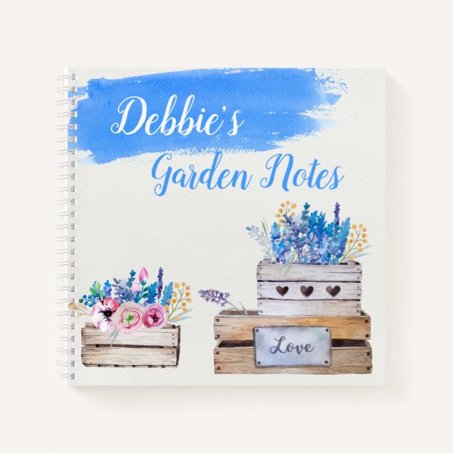 Personalised Watercolor Flower Boxes Notebook (Front)