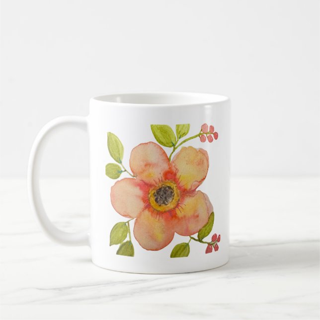 Personalised Watercolor Flower Coffee Mug (Left)