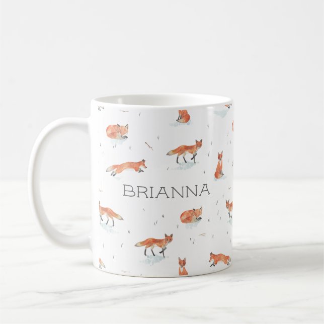 Personalised Watercolor Fox Coffee Mug (Left)