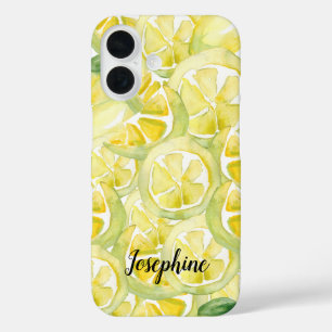 Personalised Watercolor Fresh yellow Lemons   iPhone 16 Case