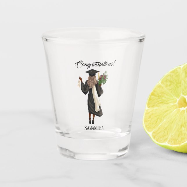 Personalised Watercolor Graduation (10) Shot Glass (Front)