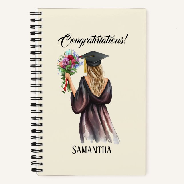 Personalised Watercolor Graduation (11) Notebook (Front)