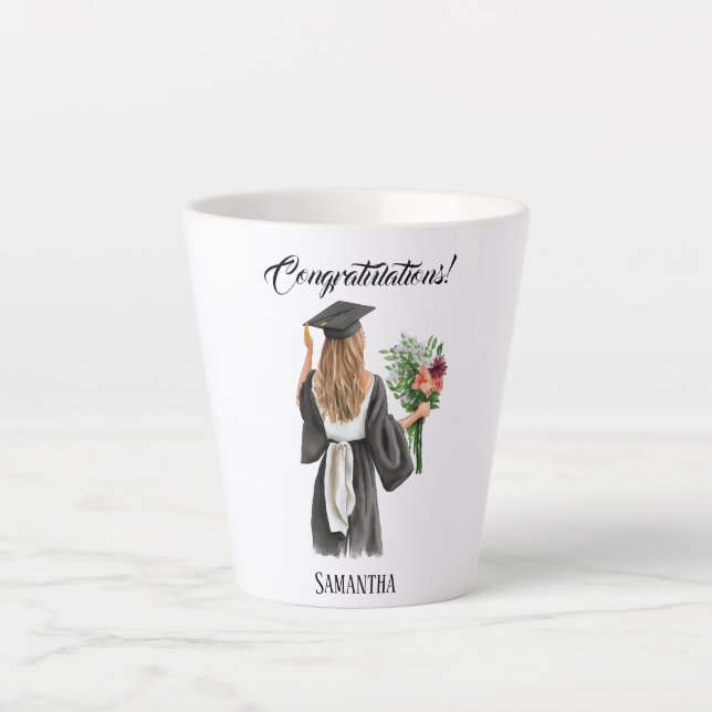 Personalised Watercolor Graduation (12) Latte Mug (Front)