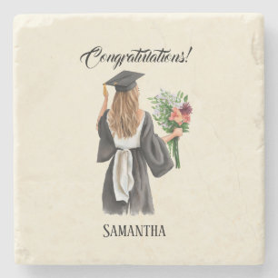 Personalised Watercolor Graduation (12) Stone Coaster