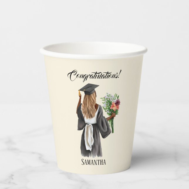 Personalised Watercolor Graduation (13) Paper Cups (Front)