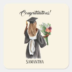 Personalised Watercolor Graduation (13) Square Sticker