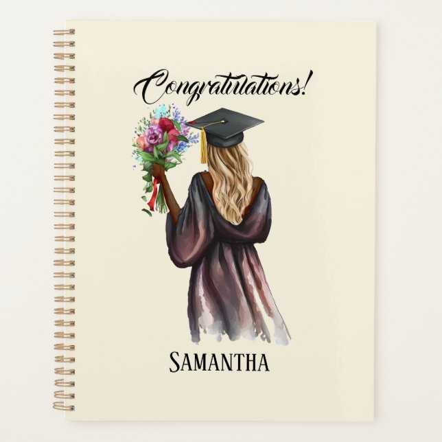 Personalised Watercolor Graduation (14) Planner (Front)