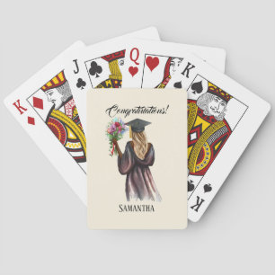 Personalised Watercolor Graduation (14) Playing Cards