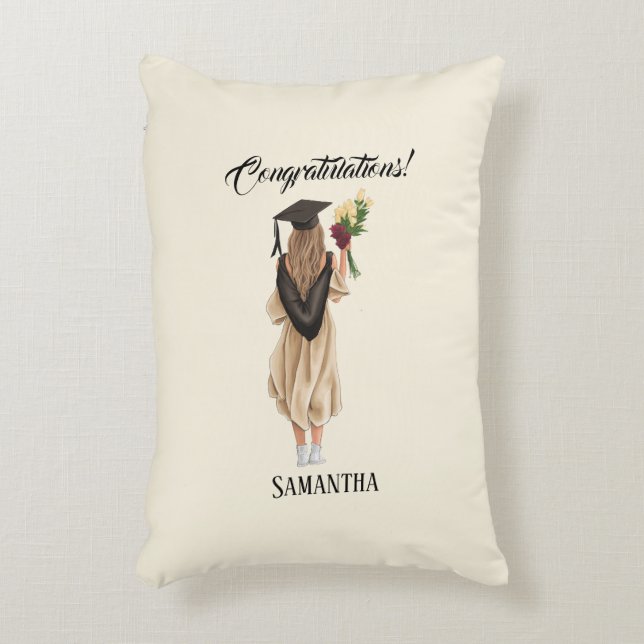 Personalised Watercolor Graduation (2) Decorative Cushion (Front(Vertical))