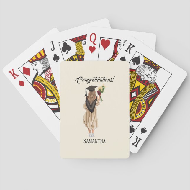 Personalised Watercolor Graduation (2) Playing Cards (Back)