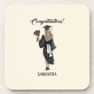 Personalised Watercolor Graduation (3) Coaster