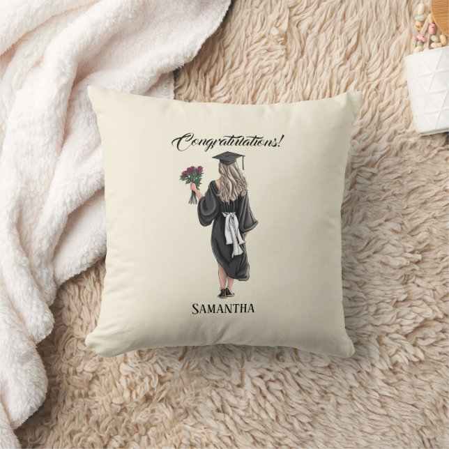 Personalised Watercolor Graduation (3) Cushion (Blanket)