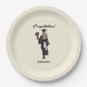 Personalised Watercolor Graduation (4) Paper Plate