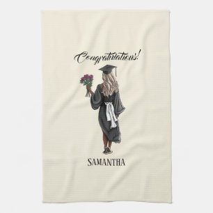Personalised Watercolor Graduation (4) Tea Towel