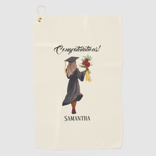Personalised Watercolor Graduation (5) Golf Towel (Front)