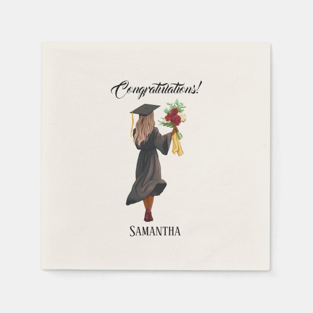 Personalised Watercolor Graduation (5) Napkin (Front)