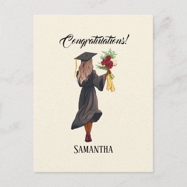 Personalised Watercolor Graduation (5) Postcard (Front)