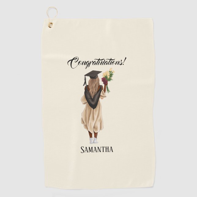 Personalised Watercolor Graduation (6) Golf Towel (Front)