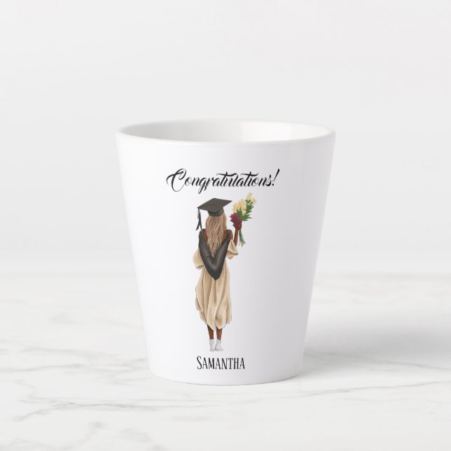 Personalised Watercolor Graduation (6) Latte Mug (Front)