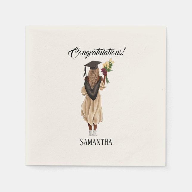 Personalised Watercolor Graduation (6) Napkin (Front)