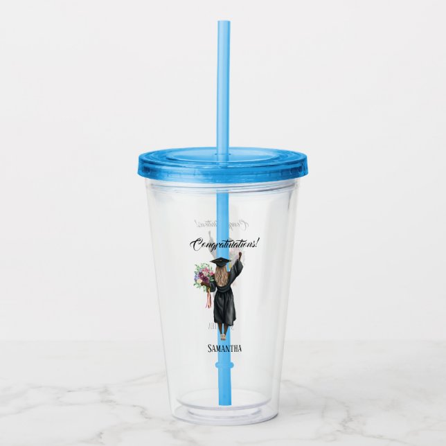 Personalised Watercolor Graduation (7) Acrylic Tumbler (Front)