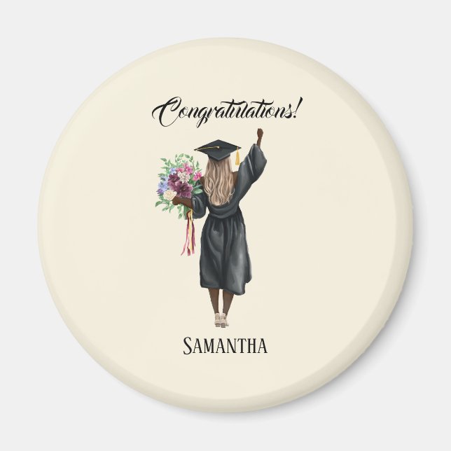 Personalised Watercolor Graduation (7) Magnet (Front)